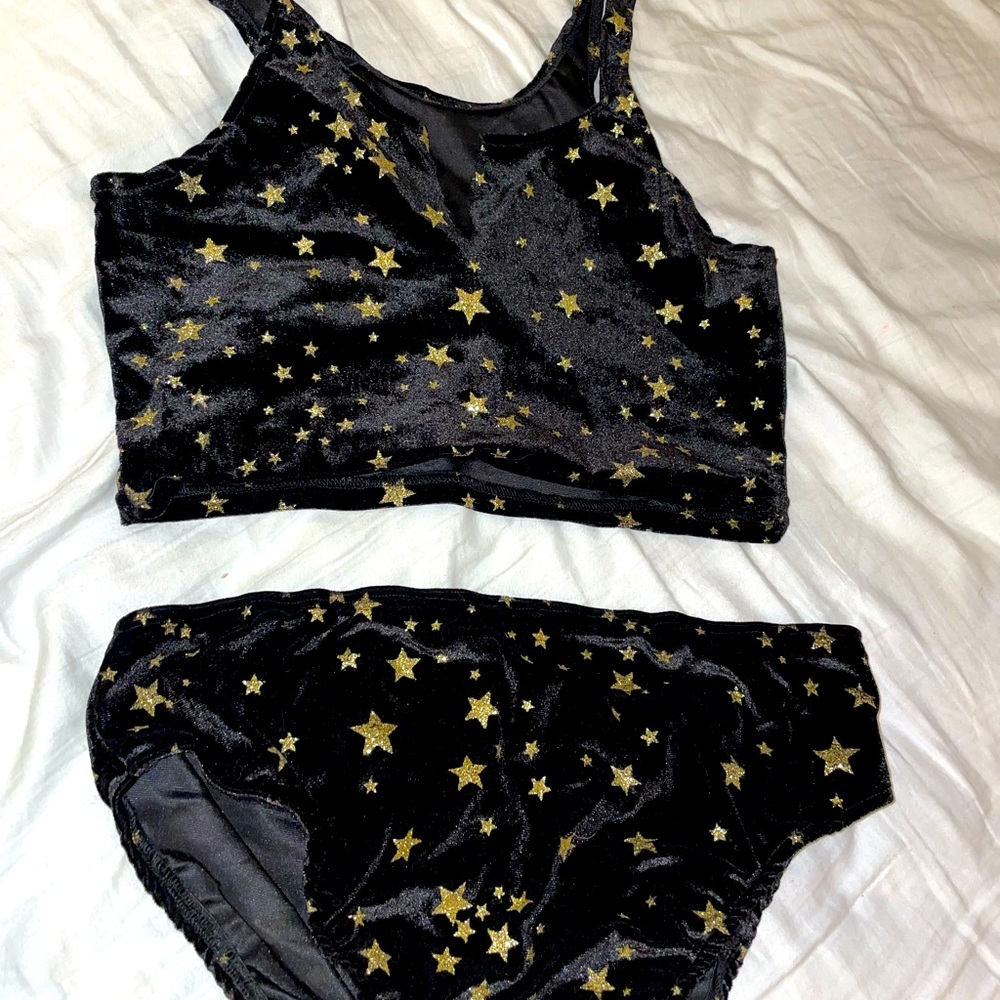 Matching gold star velvet set